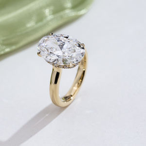 Bague de luxe en or massif 18 carats et platine Pt950 avec diamant de laboratoire taille ovale couleur D, idéale pour cadeau, fête, mariage, anniversaire, fiançailles, bijoux fins unisexes - Product Image 2
