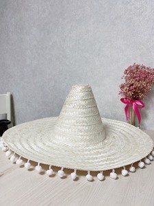Chapeau de paille Sombrero jaune rayé à large bord de 60 cm du Vietnam, avec logo brodé, unisexe, avec cordon, pour le sport, les voyages, décontracté, été, plage - Product Image 4