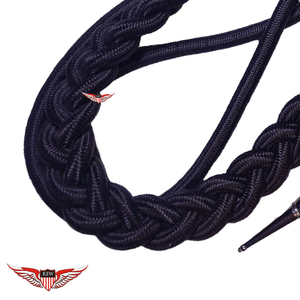 <b>Black</b> Aiguillette Shoulder Twisted Aiguillette with Metallic Silver Tip - Product Image 2