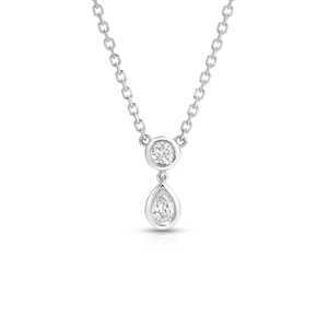 จี้เพชรทรงหยดน้ำแบบฝังขอบ สร้อยคอทรงหยดน้ำขนาดเล็ก ทองคำแท้ 14k 18k รูปทรงลูกแพร์และทรงกลม เพชรเพาะเลี้ยง สำหรับผู้หญิง ผู้ผลิตขายส่ง - Product Image 3