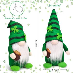Set di 2 Gnomi Decorativi per la Festa di San Patrizio, Ornamenti in Peluche a Forma di Trifoglio per Casa e Tavola - Product Image 3