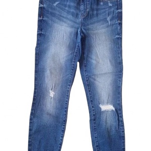 Jean en denim déchiré et délavé coupe droite pour homme, taille mi-haute, coupe ajustée, décontracté, en coton, bleu délavé, style printemps - Product Image 6