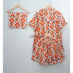 ชุดนอนกางเกงขาสั้นลายพิมพ์สกรีน ArtandArt ผ้าฝ้ายแท้ 100% ดีไซน์หรูหราคลาสสิกสำหรับวันหยุดฤดูร้อน มีกระเป๋า เนื้อผ้านุ่ม ระบายอากาศได้ดี - Product Image 6