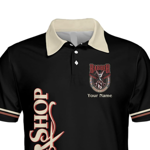 New Arrival Eco-Friendly Breathable <b>Polyester</b> Barber Workwear Custom Logo Sublimation <b>T</b>-<b>Shirt</b> Washable - Product Image 5