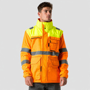Vestes de sécurité pour hommes, vêtements de travail d'hiver haute visibilité, vestes épaisses pour hommes, veste imperméable coupe-vent réfléchissante pour hommes - Product Image 1
