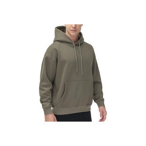 Sweat-shirt à capuche en molleton uni couleur bordeaux pour homme, confortable, avec poche kangourou - Product Image 1
