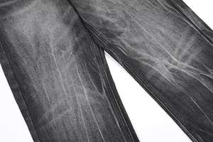 Pantalons droits amples délavés sur mesure Jeans noirs délavés à bord brut pour hommes Vente en gros d'automne et d'hiver - Product Image 5