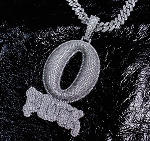 Colgante de Moissanita Número 0 Personalizado, Plata de Ley 925, Letra Burbuja con Incrustaciones de Diamantes, Joyería Hip Hop Unisex para Uso Diario - Product Image 5