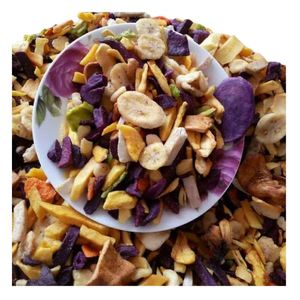 PRODUIT PHARE : Mélange de fruits et légumes séchés croustillants Blue Lotus, texture sucrée et croquante, riches en fibres, sains, 1 kg, emballage sous vide, mélange de snacks - Product Image 1