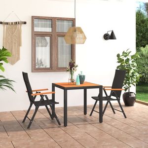 Conjunto de Comedor Resistente en Ratán Sintético PE Negro y Marrón con Muebles de Patio de Aluminio - Product Image 1