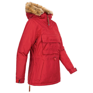 Veste d'hiver matelassée imperméable pour femme avec capuche en fausse fourrure, doublure en flanelle, coupe-vent, mi-longue, beige personnalisée - Product Image 2