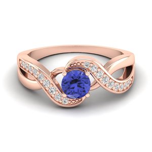 Bague en or rose 14 carats avec pierre précieuse tanzanite, design classique, best-seller REYES, haute qualité, certifiée GRA, bijoux en moissanite pour femmes - Product Image 1