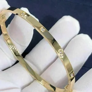 2CTW Round Moissanite Bridal <b>Bangle</b> <b>Bracelet</b> Sterling Silver 14K Yellow Gold Plated 7" Tishya Diamond - Product Image 1