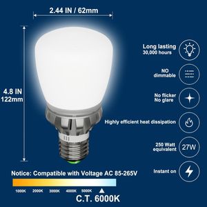 หลอดไฟ LED เทียบเท่า 250W 27W ไม่สามารถหรี่แสงได้ 3670 ลูเมน 6000K 1 แพ็ค - Product Image 3