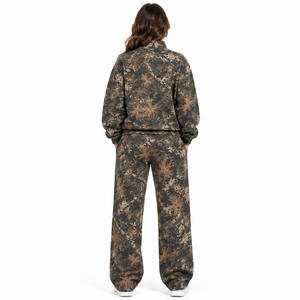 Unisex Solid <b>Fleece</b> Hooded Breathable Tracksuit Set Full Sleeve Zipper Top Wide Leg Pants Casual Regular Fit Winter Wear - Product Image 2