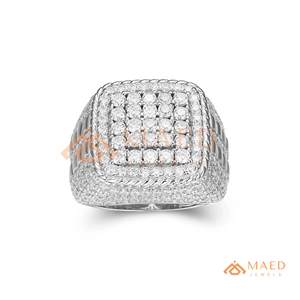 <b>Mens</b> <b>Silver</b> Tone Moissanite Diamond Cluster <b>Ring</b> Luxury Hip Hop Statement <b>Ring</b> Jewelry for <b>Men</b> - Product Image 5