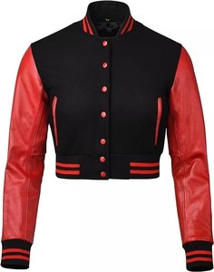 Vestes personnalisées de style universitaire en laine, cuir et coton, coupe-vent, col montant - Product Image 2