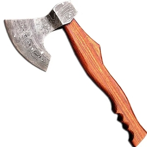 Cabeza de Hacha de Acero de Damasco, Calidad Premium, Patrón Único, Hoja Afilada y Duradera, Diseño Industrial Impresionante Hecho a Mano, Madera de Fresno - Product Image 1