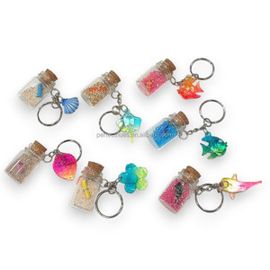 Bottle Keychain With Sand And Scroll Inside <b>Cute</b> Animal Dolphin Plastic <b>Keyring</b> Gift - Product Image 4
