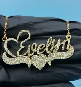 Collar con Nombre Personalizado de Plata de Ley 925 con Moissanita, Colgante con Nombre en Forma de Corazón, Joyería de Lujo Estilo Hip Hop, Regalo para Ella - Product Image 2