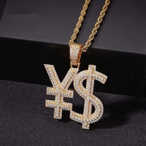 Collar con Colgante de Número de Moissanita Chapado en Oro 10K 14K 18K Estilo Hip Hop, Joyería con Dije de Signo de Dólar Iced Out de Proveedor Indio - Product Image 2