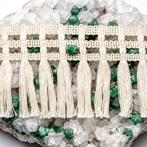 Bordure décorative en tissu à franges de coton blanc pour la finition des textiles de maison - Product Image 1
