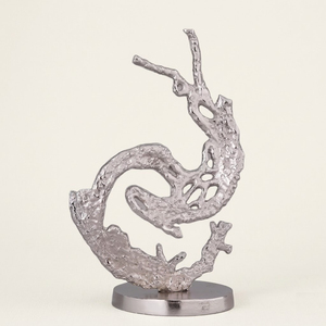 Juego de Esculturas Circulares Abstractas de Metal Martillado de Alta Calidad, Anillos de Aluminio Plateado para Decoración de Mesa, Hogar u Oficina - Product Image 5