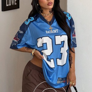 Camiseta Deportiva Extra Grande para Mujer, Estilo Urbano, con Número 23, Transpirable, Informal, Inspirada en el Fútbol Americano - Product Image 5