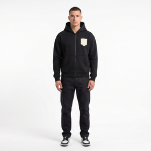 Men's Premium Cotton Fleece Full <b>Zip</b> Hoodie Minimalist Cropped Boxy Streetwear <b>Jacket</b> OEM Custom Apparel DTG Customizable Colors - Product Image 1