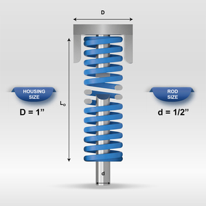 Resorte de compresión USB de sección ovalada Mollificio Bordignon Blue Die, con carcasa de carga media, diámetro: 1, diámetro de la varilla: 1/2, longitud libre: 4 1/2 pulgadas - Product Image 1