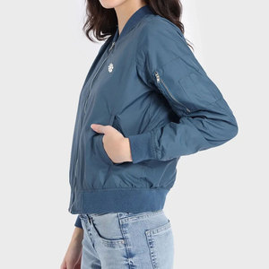 Women's Casual Solid Fashion Slim Relaxed Fit Bomber <b>Jacket</b> New Arrival Long Sleeve Stand Collar Zipper Nylon Bomber <b>Jackets</b> - Product Image 6