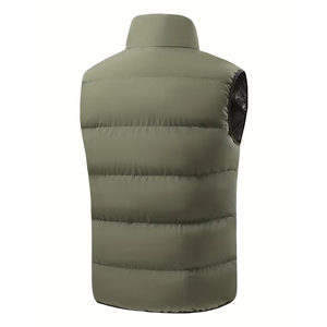 Chaleco Verde Oliva para Hombre, Cuello Alto, Cierre Frontal, Transpirable, Resistente al Viento, Térmico, de Secado Rápido, Informal, Color Sólido, Algodón - Product Image 2