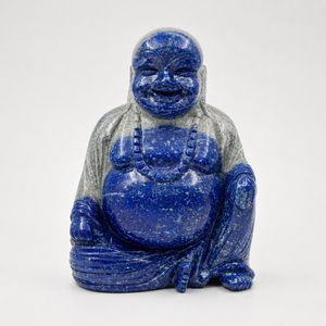 Estatua de Buda Sonriente de Lapislázuli Natural, Tallada a Mano, Buda de Cristal Azul, Decoración Feng Shui para el Hogar, Regalo de Meditación - Product Image 3