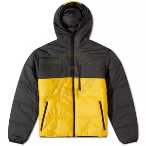 Chaqueta acolchada profesional de alta calidad para hombre con cuello levantado, chaleco acolchado de invierno con burbujas en negro y dorado, abrigo de pato calentado - Product Image 1