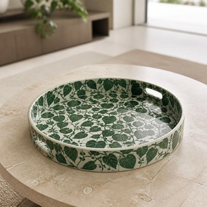Round Bone Inlay <b>Wood</b> Serving Trays Handmade Decorative Luxury Tabletop Home Decor <b>Coffee</b> <b>Table</b> Restaurant - Product Image 1