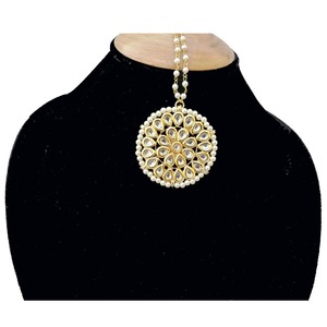 Ethnic Style Zinc Alloy Hair <b>Clip</b> With White Pearls Pink Beads Handmade For Wedding Bridal Occasions - Product Image 1