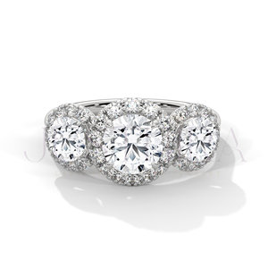 Three Stone Elegant Design 14k Rose Gold Engagement <b>Ring</b> Classic Proposal <b>Ring</b> With Round Cut Moissanite Diamond Wedding Jewelry - Product Image 2