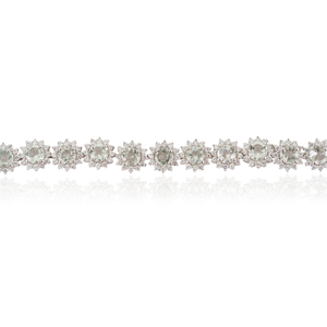 High Grade 925 Sterling Silver 100% Authentic Green <b>Amethyst</b> Floral Cluster Tennis <b>Bracelet</b> For Women's - Product Image 5