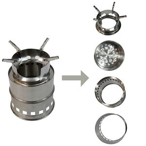 Estufa Portátil de Acero Inoxidable para Cocinar con Leña, Mini Fogata para Camping con Soporte para Olla Desmontable y Bolsa - Product Image 3