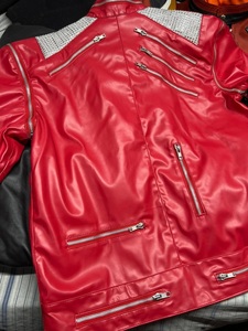 Premium Genuine Sheepskin Red <b>Leather</b> Winter Biker <b>Jacket</b> <b>Men</b> Detachable Sleeves Stand Collar Multi Zipper Front MJ <b>Leather</b> - Product Image 2