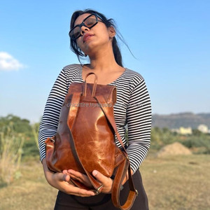 กระเป๋าเป้สะพายหลังหนังแท้ลายไม้, กระเป๋าเป้สะพายหลังสไตล์วินเทจทำด้วยมือของจริงกระเป๋าเป้เดินทางอเนกประสงค์ - Product Image 5