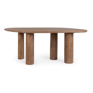 Table à manger ovale moderne en bois, design minimaliste, meuble de maison stable, 6 places, pieds en bois massif - Product Image 2