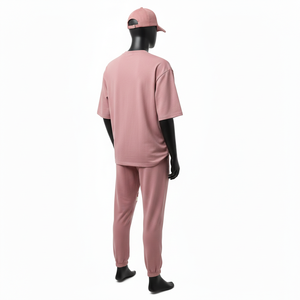 Ensemble 2 pièces pour homme en jersey de coton de haute qualité, tissu lisse GSM, panneau rose, jogging, logo brodé - Product Image 5