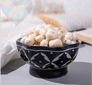 Bol de service en céramique bleue de qualité supérieure avec bordure irrégulière organique, vaisselle décorative en grès pour arrangements de fruits - Product Image 3