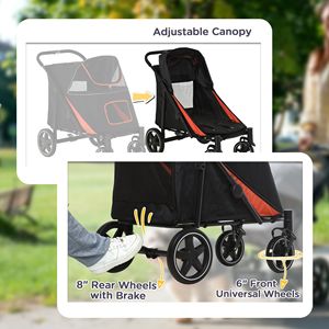 Passeggino per Cani di Taglia Media e Grande con Finestra in Rete, Trasportino per Animali Domestici con Vano Portaoggetti, Pieghevole e con Funzione di Assorbimento degli Urti - Product Image 6