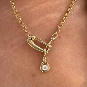 Collier chaîne Rolo personnalisé avec fermoir mousqueton en or massif 14K 18K, bijou à maillons épais pour femme, vente en gros - Product Image 1