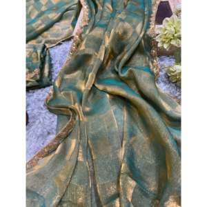 Saree à bordure en dentelle Moti de créateur, tenue de soirée élégante - Product Image 4