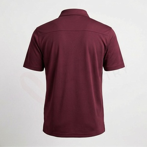 Polo en piqué à manches courtes pour homme, couleur bordeaux, décontracté, uni, tricoté, coupe classique, boutons - Product Image 2