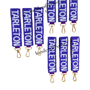 Llavero de pulsera personalizado hecho a mano, ecológico, con cuentas y lentejuelas bordadas, para Mamá, Maestra, Día de Juego, Howdy, correa para llaves y bolso - Product Image 1