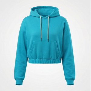 Women Sleeve <b>Hoodies</b> Crop Top For Girls Autumn <b>Thin</b> Hooded Cropped Pullover Short Length Fashion Customized Color Style - Product Image 1